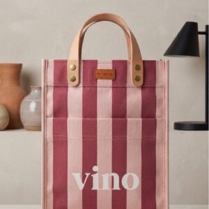 Bag Porta Vino Rosa/Bordó Con Manija Cuero