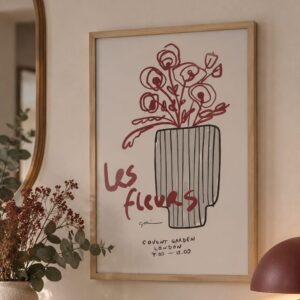 Cuadro Les Fleurs Red 40x60cm Marco Madera