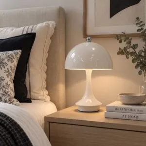 Lampara Gris Led Inalámbrica Forma Cúpula