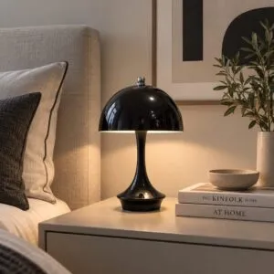 Lampara Negra Led Inalámbrica Forma Cúpula