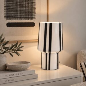 Lampara de Vidrio Rayas Negras y Blancas Led Inalámbrica