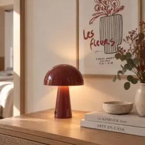Lampara Malbec Led Inalámbrica Metal Fungi Base Ancha
