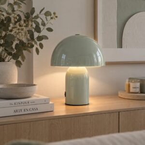 Lampara Verde Led Inalámbrica Metal Forma Semiesfera
