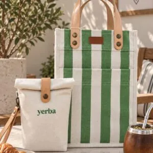 Matera Natural Líneas Verdes C/ Manija Cuero